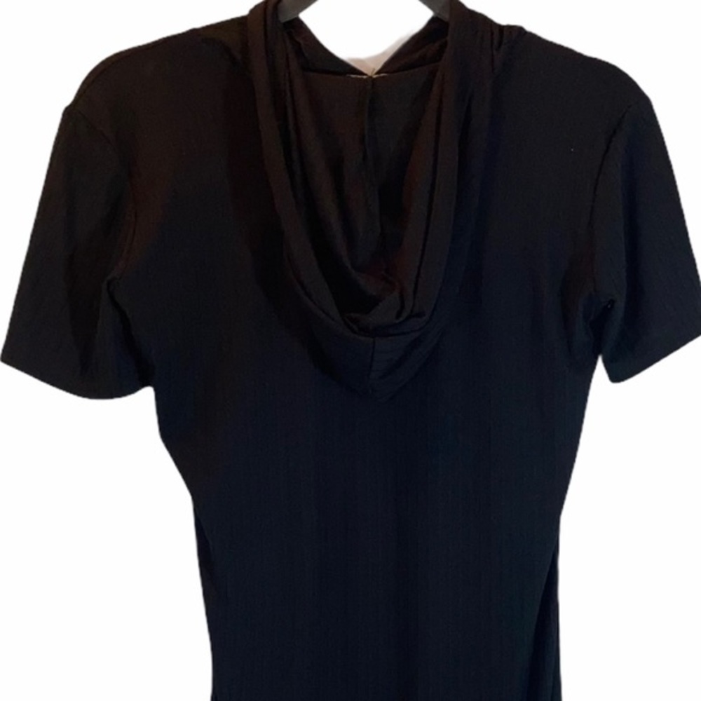 Rue 21 sz XS black short sleeve hoodie mini dress - Picture 6 of 11